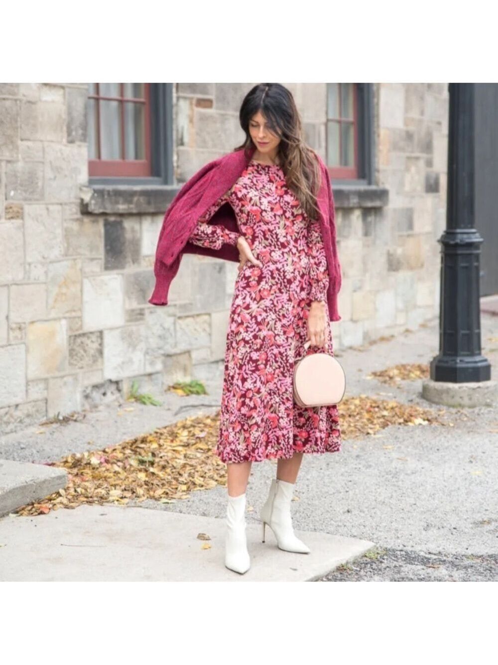 Draper James Patty Floral Long Sleeve Midi Dress in Viney Floral - Size XS